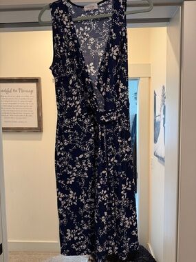 Kaileigh Navy Blue Floral Wrap Dress